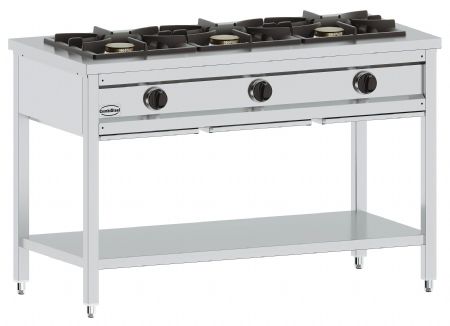 Cuisinière gaz professionnelle sur meuble 3 brûleurs 25,5 kW - Combisteel - 7178.0605