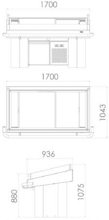 Vitrine poissonnerie 1700x1043x1075 mm - Combisteel - 7178.0900