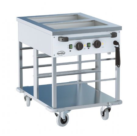 Chariot bain-marie inox professionnel 2x 1/1GN avec tagre inferieure