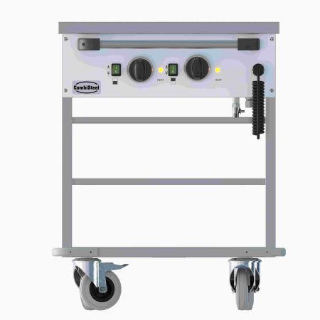 Chariot bain-marie inox professionnel 2x 1/1GN avec tagre inferieure