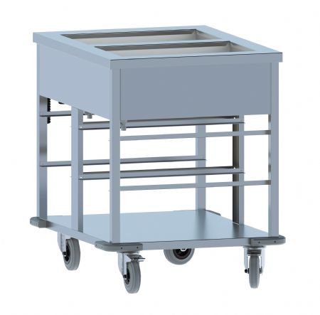 Chariot bain-marie inox professionnel 2x 1/1GN avec tagre inferieure
