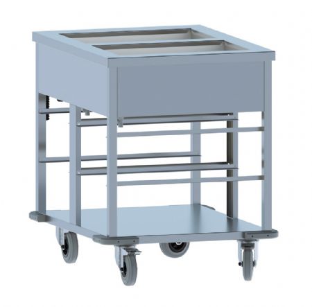 Chariot bain-marie mobile 2 bacs GN 1/1 cuves réglables séparément monophasé - Combisteel - 7178.1155