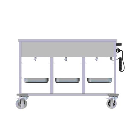 Chariot bain-marie inox professionnel avec tagre inferieure 3x gn1/1