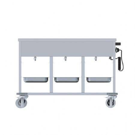 Chariot bain-marie mobile 3 bacs GN 1/1 avec roues freinées - Combisteel - 7178.1160