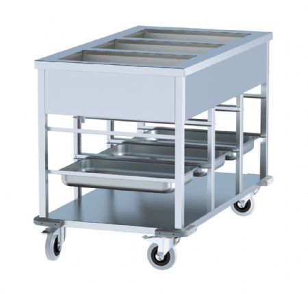 Chariot bain-marie mobile 3 bacs GN 1/1 avec roues freinées - Combisteel - 7178.1160