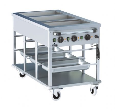 Chariot bain-marie mobile 3 bacs GN 1/1 avec roues freinées - Combisteel - 7178.1160 Chariot bain-marie mobile 3 bacs GN 1/1 avec roues freinées - Combisteel - 7178.1160