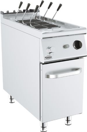 Cuiseur a pates professionnel gaz 1 cuve 24 litres sur armoire ferm - 400x900x900