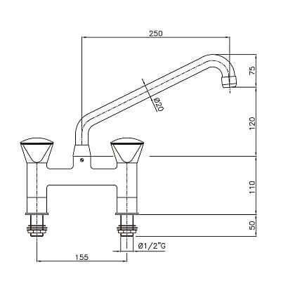 Robinet mlangeur professionnel avec 2 arrives d'eau