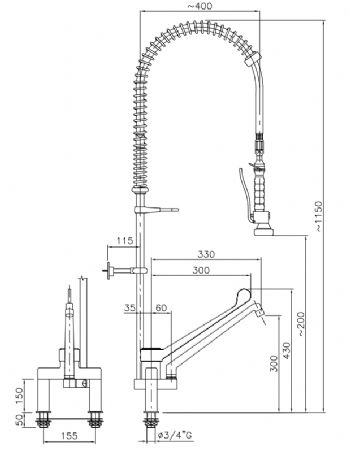Robinetterie professionnelle pour plonge cuisine - Combisteel - 7212.0035 Robinetterie professionnelle pour plonge cuisine - Combisteel - 7212.0035
