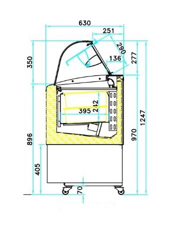 Vitrine  creme glace fiji 6l - 1214x630x1247