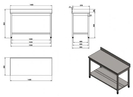Table de travail inox 1400x600x850 mm - Combisteel - 7333.0096