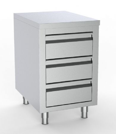 Meuble bas de rangement inox 3 tiroirs 500x700x850 mm - Combisteel - 7333.0280 Meuble bas de rangement inox 3 tiroirs 500x700x850 mm - Combisteel - 7333.0280