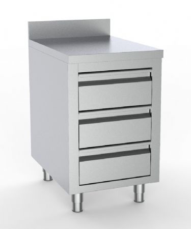 Meuble bas de rangement inox 3 tiroirs avec bord relevé 500x700x850 mm - Combisteel - 7333.0282 Meuble bas de rangement inox 3 tiroirs avec bord relevé 500x700x850 mm - Combisteel - 7333.0282