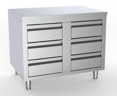 Meuble bas de rangement inox 6 tiroirs 1000x700x850 mm - Combisteel - 7333.0284 Meuble bas de rangement inox 6 tiroirs 1000x700x850 mm - Combisteel - 7333.0284