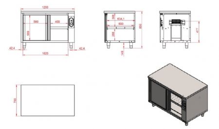 Armoire chauffante 2 portes pleines 1200x700x850 mm - Combisteel - 7333.0302