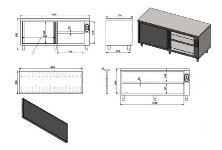 Armoire chauffante 2 portes pleines 1800x700x850 mm - Combisteel - 7333.0308