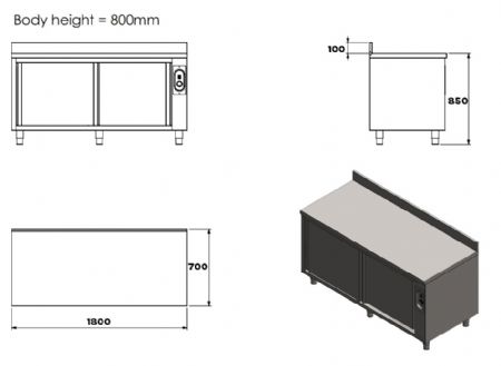 Armoire chauffante 2 portes pleines 1800x700x850 mm - Combisteel - 7333.0320