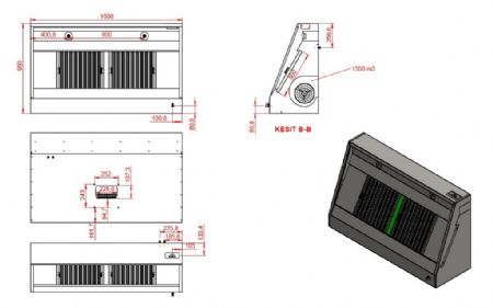 Hotte Murale avec Moteur 1600x950x520 mm - Combisteel - 7333.0740