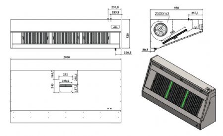 Hotte Murale avec moteur 2000x950x520 mm - Combisteel - 7333.0745