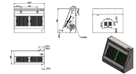 Hotte Murale avec moteur 1200x950x520 mm - Combisteel - 7333.0765