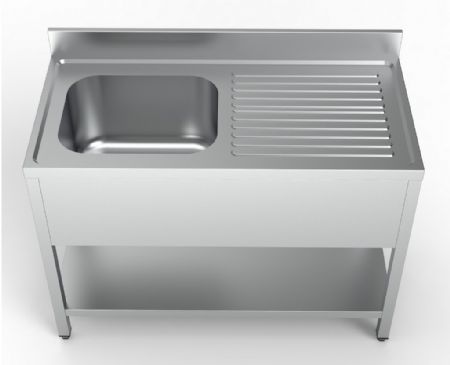 Plonge Inox 1 bac à gauche 1200x600x850 mm - Combisteel - 7333.0800