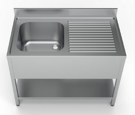 Plonge avec tagre 1 bac  gauche - 1200x700x850mm