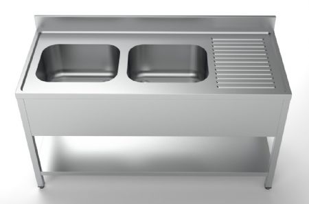 Plonge Inox 2 bacs 1600x700x850 mm - Combisteel - 7333.0850