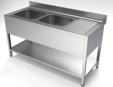 Plonge Inox 2 bacs 1600x700x850 mm - Combisteel - 7333.0850