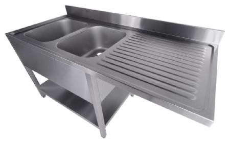 Plonge Inox 2 bacs 1600x700x850 mm - Combisteel - 7333.1420