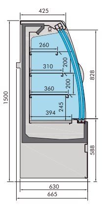 Vitrine réfrigérée murale ouverte noire 2 portes vitrées positive 1310 mm - Combisteel - 7350.0020