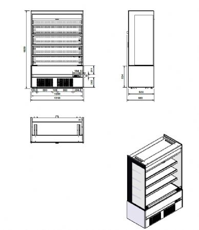 Vitrine libre service Noire 409 L positive 1310 mm - Combisteel - 7350.0035