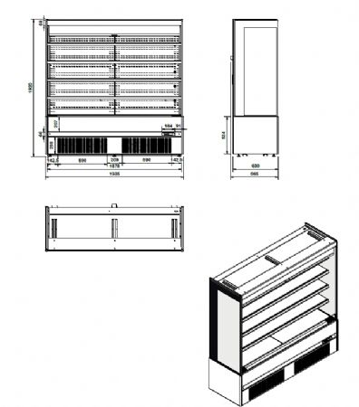 Vitrine libre service Noire 613 L positive 1935 mm - Combisteel - 7350.0045