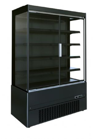 Vitrine murale de supermarché noire 2 portes vitrées positive 1310 mm - Combisteel - 7350.0050