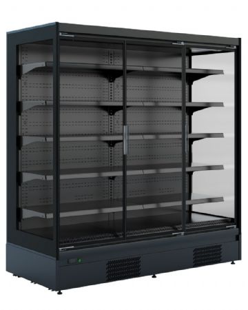 Vitrine murale de supermarché noire 2 portes vitrées positive 1350 mm - Combisteel - 7350.0065