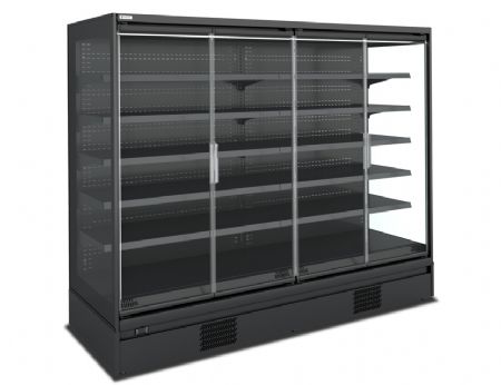 Vitrine murale de supermarché noire 4 portes vitrées positive 2560 mm - Combisteel - 7350.0075