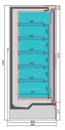 Vitrine murale de supermarché noire 6 portes vitrées positive 3810 mm - Combisteel - 7350.0080