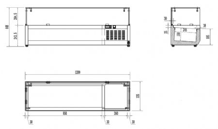Saladette a poser vitr�e 1/4 gn x 5