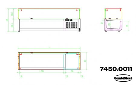 Saladette à poser positive 8 bacs GN 1/4 - Combisteel - 7450.0011