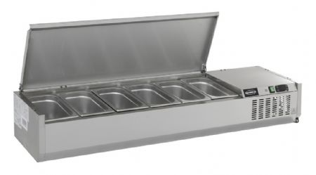 Saladette a poser couvercle en acier inox 1/4 gn x 10