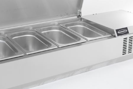 Saladette a poser couvercle en acier inox 1/4 gn x 10