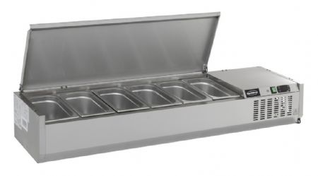 Saladette à poser positive 6 bacs GN 1/3 couvercle inox - Combisteel - 7450.0033