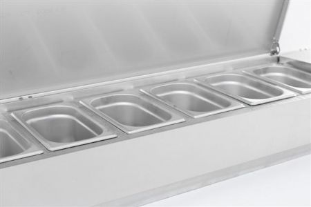 Saladette à poser positive 6 bacs GN 1/3 couvercle inox - Combisteel - 7450.0033