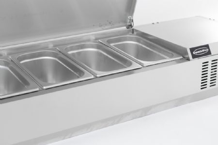 Saladette à poser positive 6 bacs GN 1/3 couvercle inox - Combisteel - 7450.0033