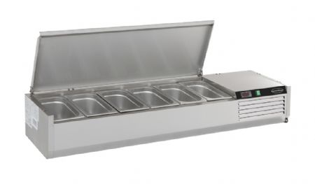 Saladette à poser positive 9 bacs GN 1/3 couvercle inox - Combisteel - 7450.0035