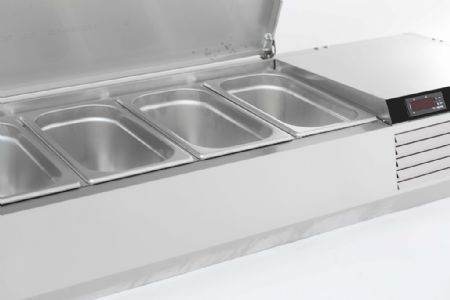 Saladette à poser positive 9 bacs GN 1/3 couvercle inox - Combisteel - 7450.0035