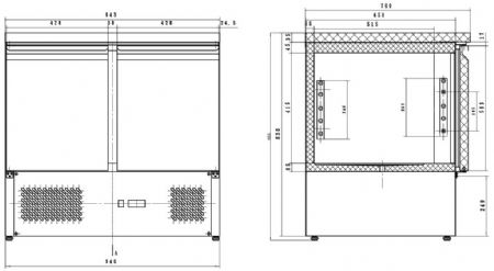 Table cong�lateur professionnelle 2 portes 943x700x855