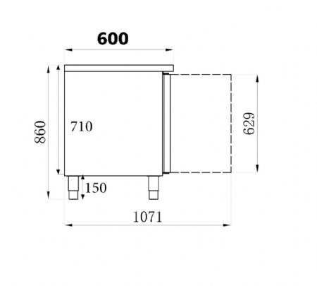 Table desserte réfrigérée 4 portes pleines 511 L positive - Combisteel - 7450.0114