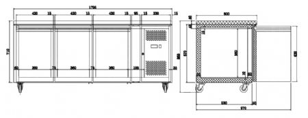 Table rfrigre professionnelle 3 portes 1798x600x860