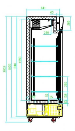 Conglateur 1 porte vitre 680x700x1990 - 460l