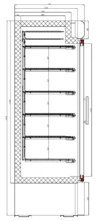 Vitrine murale négative de supermarché blanche 1 porte vitrée 680 mm - Combisteel - 7450.0165